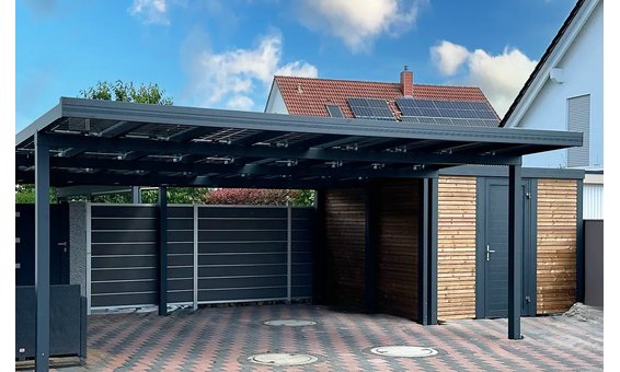 Solarglas Carport solaire Bumerang aluminium/acier 5.15x5.35 m